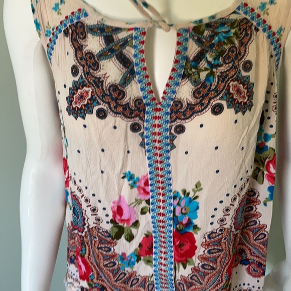 BILA BOHO GYPSY FLORAL TASSEL JESSICA TANK TOP MED - Picture 3 of 9